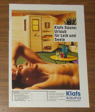 Seltene Werbung KLAFS SAUNA - Urlaub für Leib und Seele #2 1992