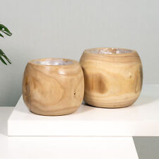 Holz Blumentopf rund mit Einsatz Pflanz-Topf Über-Topf Pflanzkübel