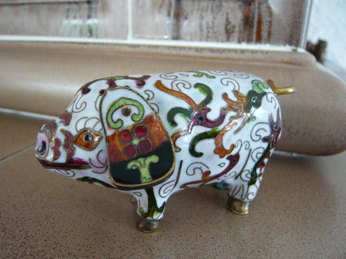 Seltenes cloisonne schwein - cloisonne,