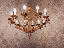 antik Rarität Kronleuchter Deckenlampe Lüster Bronze  Feuergold Barock ca.1900