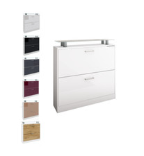 Schuhschrank Schuhkipper Regal Weiß Hochglanz Glasablage Stauraum Garderobe FINN