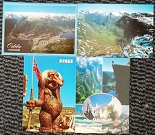 4 Ansichtskarten Norwegen Odda, Geiranger, Stavanger
