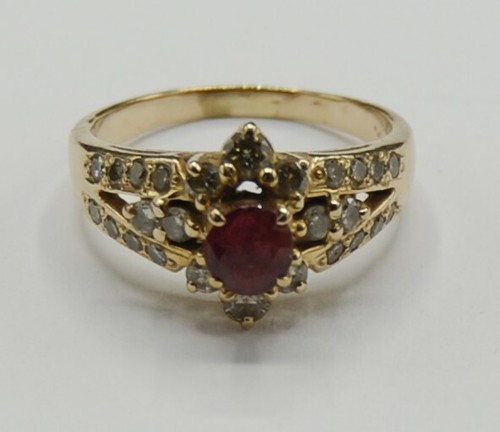 Rotgold ring granat - rotgold, +