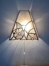 Dekorative Wandlampe Art Deco Stil stained glass handgemacht rose grau bleu 1 a