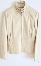 cremefarbene Damenlederjacke