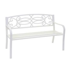 B-Ware Gartenbank MCW-F44, Sitzbank, 2-Sitzer pulverbeschichteter Stahl, weiß