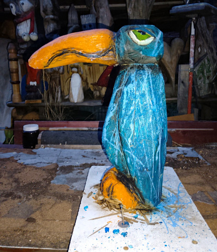 Handbemalte holzskulptur vogel - holzskulptur,