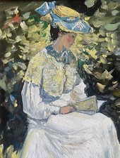 Altes Ölgemälde Frau mit Hut