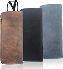 3 Stück Brillenetui Weich, PU Leder Brillenetui, Brillentasche, Tragbar Brillent