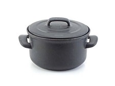 Stahl-Emaille Topf 16 cm Kochtopf emailliert matt schwarz BELIS STABIL EXTRA