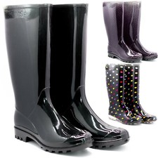 DAMEN FESTIVAL WELLIES REGEN WASSERDICHT GARTEN WELLINGTON STIEFEL SCHUHE GRÖSSE