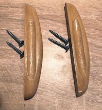 2 Schubladengriffe mit Schrauben - Holz, braun, 12x2x2,3 cm, mit Griffmulde