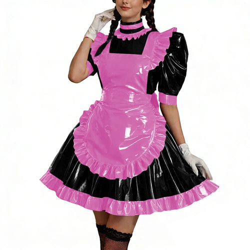 Pvc leder brautjungfernkleid - leder,