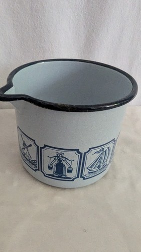 Vintage milchtopf emaille blau - vintage,