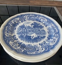 4 Villeroy Boch V&B Burgenland blau Kuchen Dessert Teller brauner Stempel 21,5cm