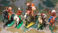 DDR Indianer Cowboys Spielzeug Figuren Gummi wie Masse Konvolut Reiter Pferde