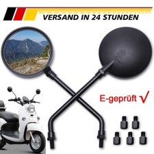 2x Motorrad Rückspiegel Spiegel, E-geprüft, M8/M10 Rechtsgewinde, Rund/Schwarz