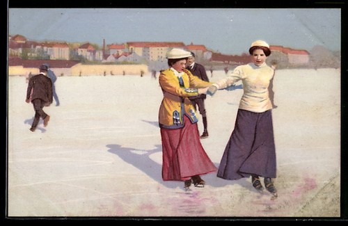 Junge frauen beim eislaufen - frauen,