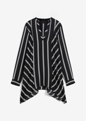 Longbluse schwarz weiß - schwarz,