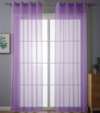 2 Stück Ösen Gardinen uni transparent Voile Vorhänge Bleiband Moderne Farben