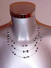 Eleganter Modeschmuck Bijoux 3-Strang Halskette mit Silber-Verschluss