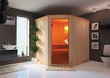 Karibu Sauna SIIRIN 196x170 cm 68mm Elementsauna ohne Ofen Espe Liegen AKTION