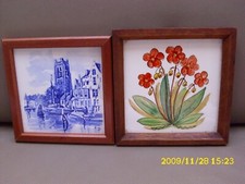2 x Bild Fliesenbild Fliese mit Rahmen alt antik,Somag Germany,RAKO Bohemia 1942