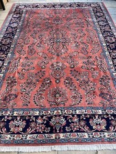 Sarough Teppich Orient Perser Rug Orangerosa Korkwolle Blumen Design Rarität XXL