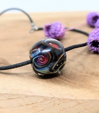 Handgefertigte Glaskugel Halskette | Murano-Design Lampwork | Statement Anhänger