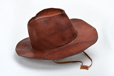 Kamellederhut, mittelbraun mit Band Maße ca. L= 36cm B=31,5 H=12 cm, Umfang 58 c