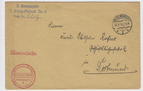 Briefhülle 1916 marinesache - briefhülle,