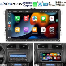 Apple Carplay 64G Android 15 Autoradio GPS Navi FM für VW Polo 6R 6C V 2009-2018