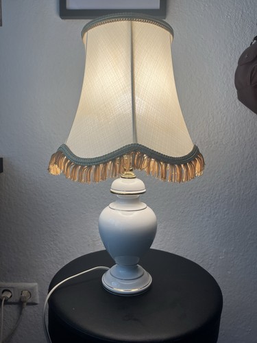 Tischlampe keramik weiß gold - keramik, weiß/gold