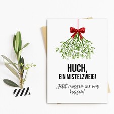Weihnachtskarte MISTELZWEIG Postkarte Weihnachten lustig