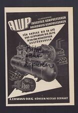 KÖNGEN, Werbung 1956, A. Ehmann OHG Alup Industrie Kompressoren