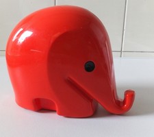 Dresdner Bank Drumbo, großer Elefant, Spardose, rot ca. 9,5 cm, Bernd Diefenbach