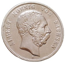 Sachsen 5 Mark 1875 Silber