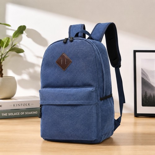 Blauer canvas rucksack mit - blauer, canvas-rucksack