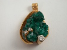 ungewöhnlicher Farbstein / Brillant Anhänger Gold 750 Unikat