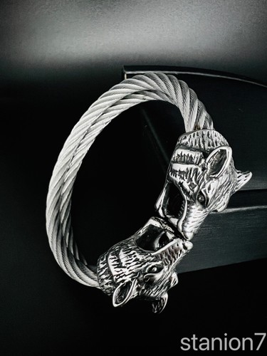 Wolf tier doppel kopf armreif - tier,