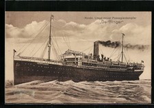 Ansichtskarte Passagierdampfer Derfflinger auf hoher See 