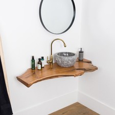 Holz Eck-Waschtischplatte für