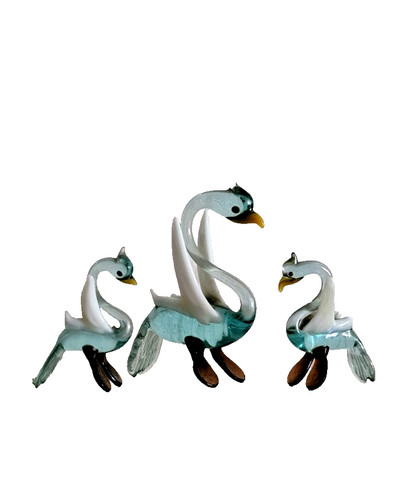 Vintage glasfiguren schwäne - glasfiguren,
