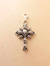 Totenkopf Kreuz Anhänger * Halloween Fantasy Gothic Schmuckzubehör Deko Silber