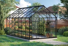 Vitavia Gewächshaus, Treibhaus Uranus 11500, schwarz, HKP oder ESG-Glas, 11,5m²