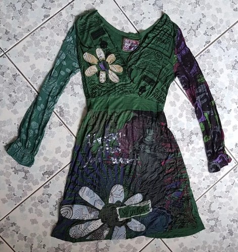 Desigual kleid langarm grün - langarm,