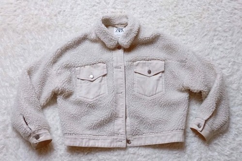 Zara teddy fleece jacke - teddy, beige