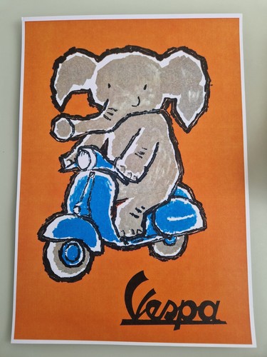 Poster elefant vespa - elefant,