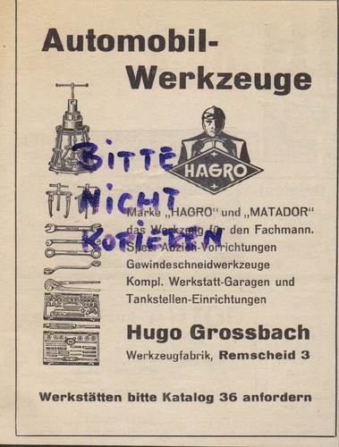 Remscheid werbung 1938 - werbung, hugo
