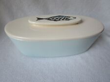 schöne große Keramik Deckeldose Fischtopf Terrine Fisch auf dem Deckel modern